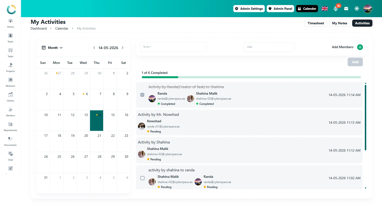 NOVOTAK Timesheet Actions Web View