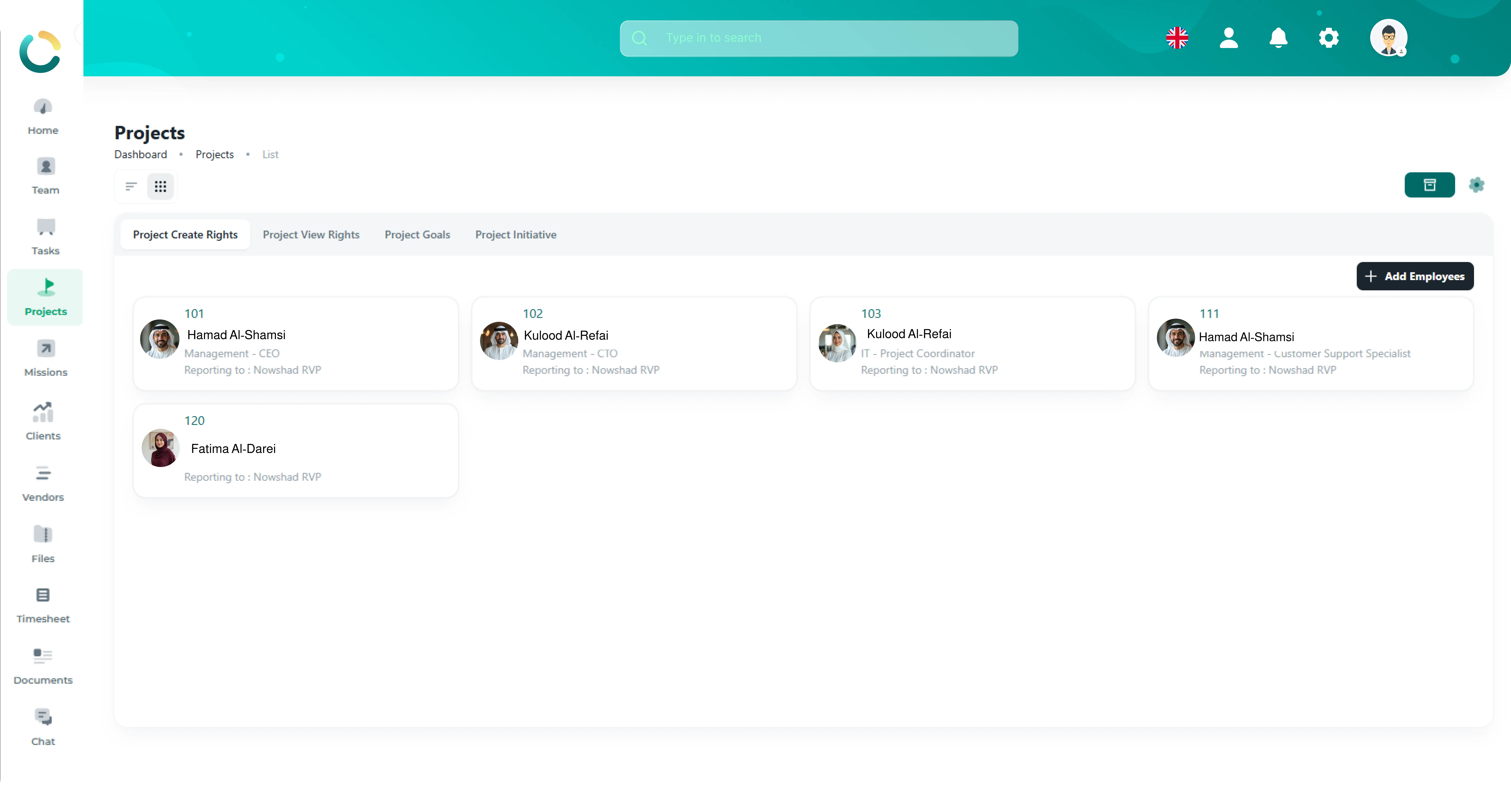 NOVOTAK Project Settings Dashboard
