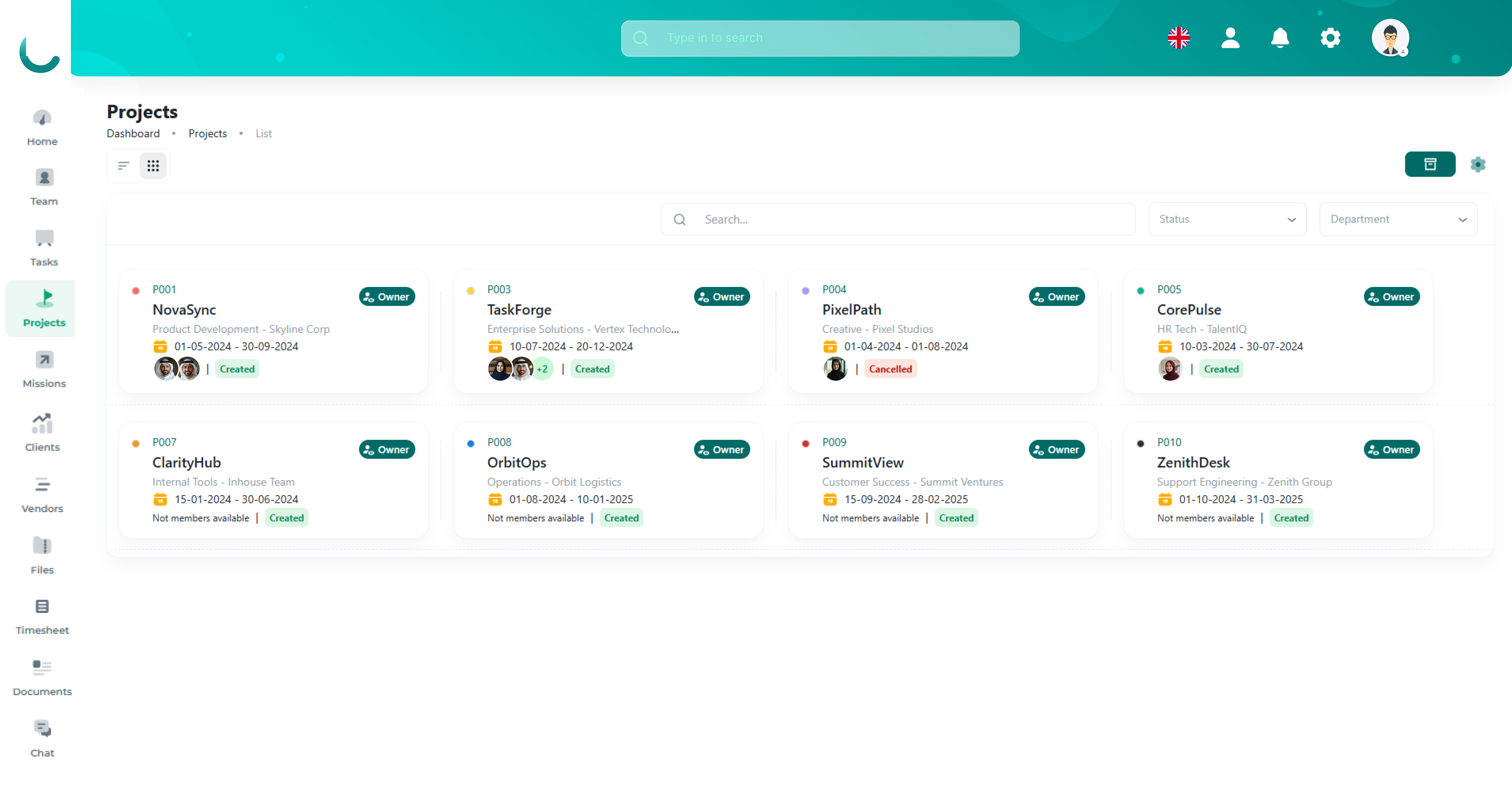 NOVOTAK Project Creation