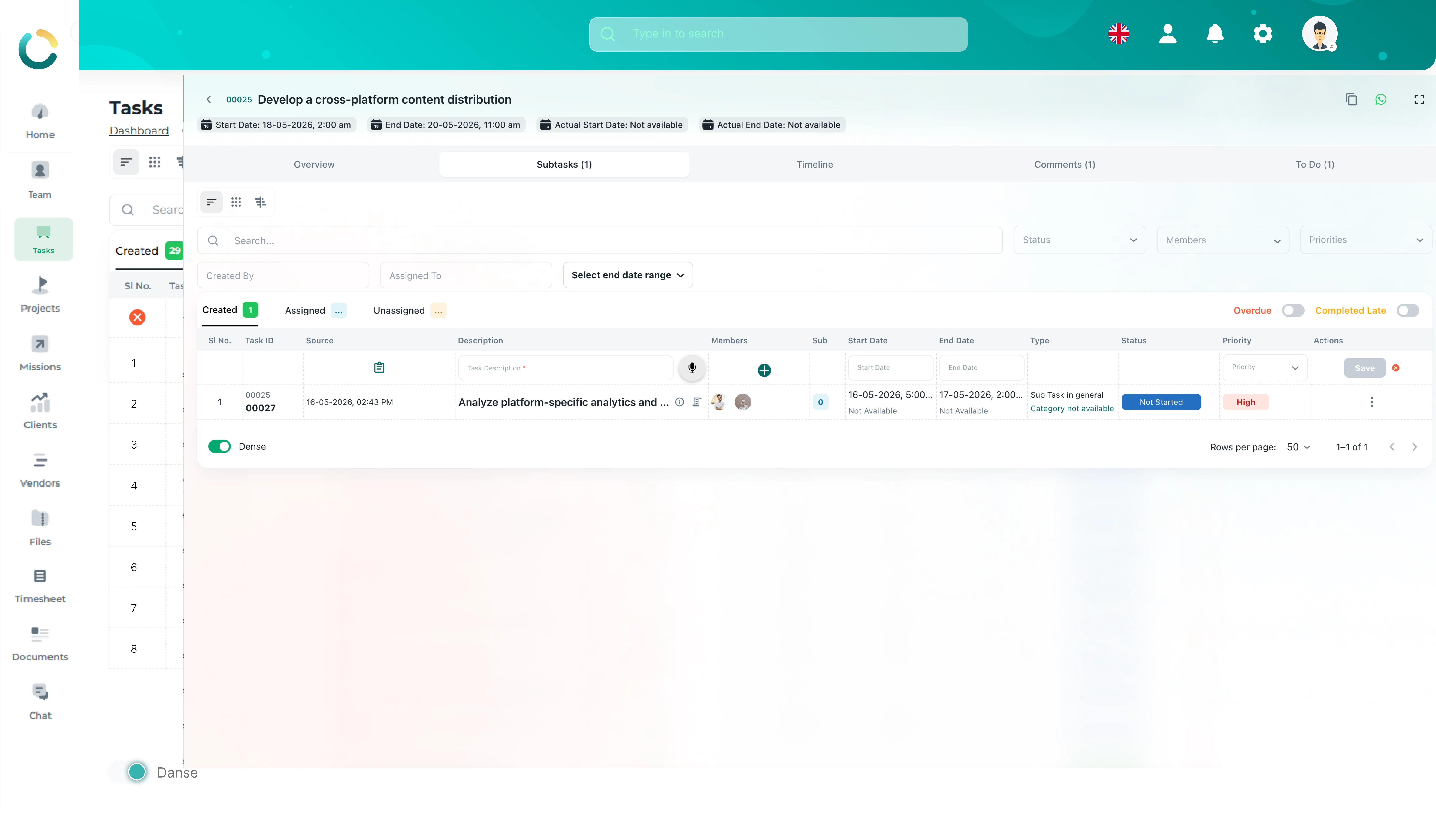 NOVOLOGS Task Creation